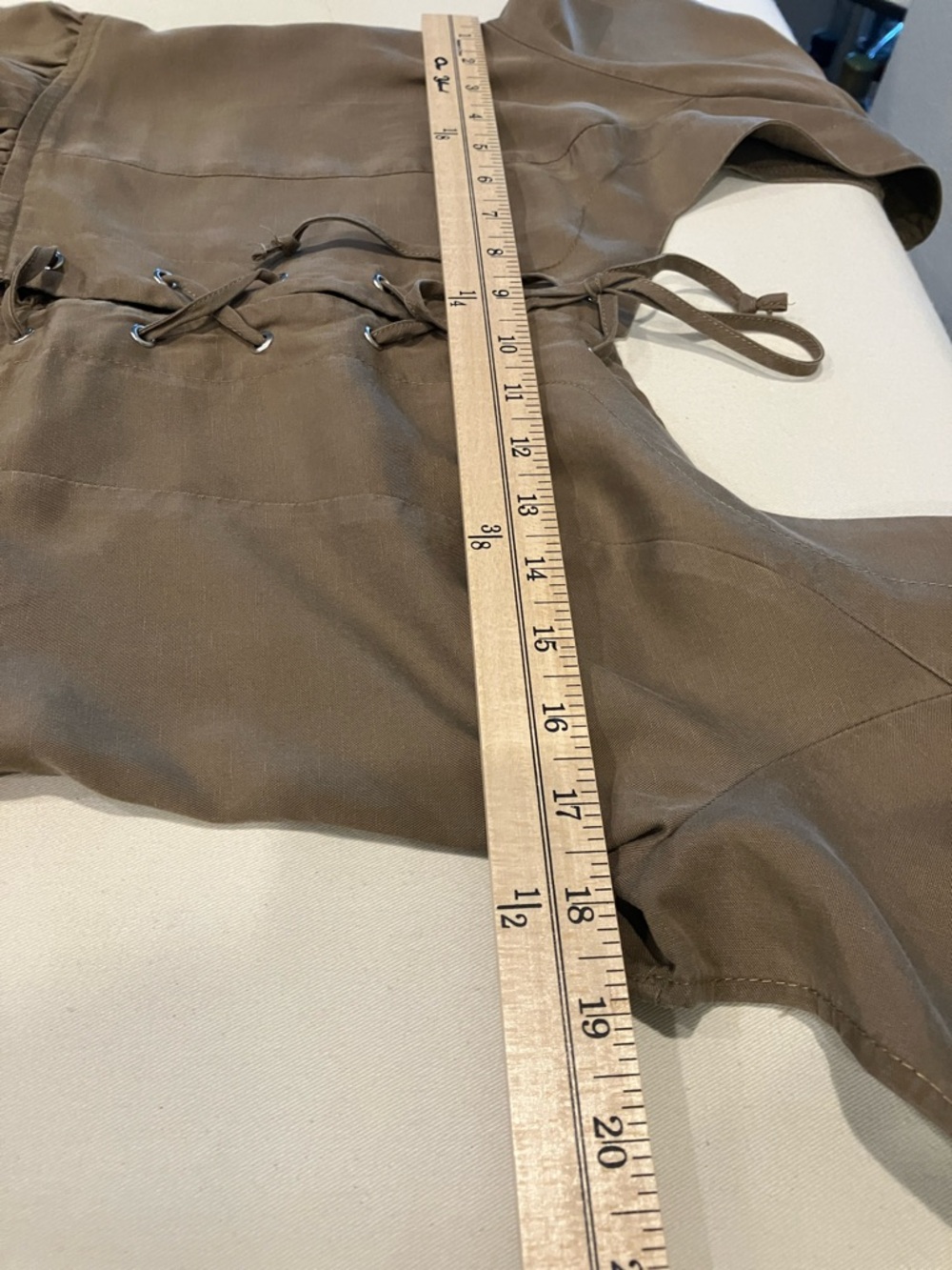 Women's Lace-Up Peplum Top in Olive Brown Renaissance Festival Wear Size Large - Picture 6 of 8